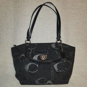 COACH Signature Canvas Tote, Black and Grey